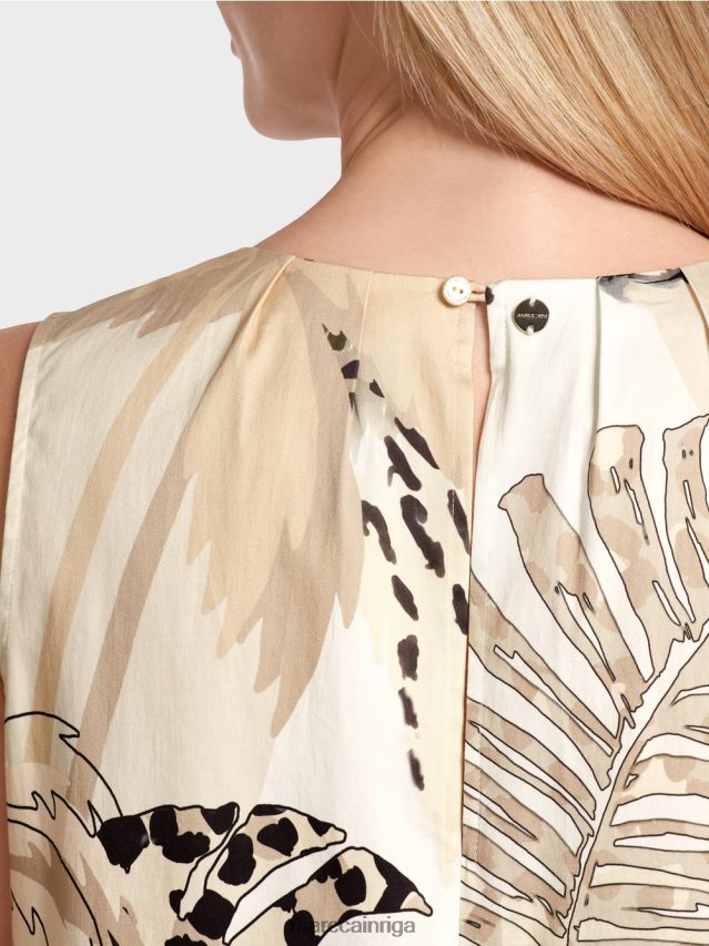 apģērbs dziļas smiltis VRBHXD89 Marc Cain īsa apvalka kleita ar ziedu apdruku