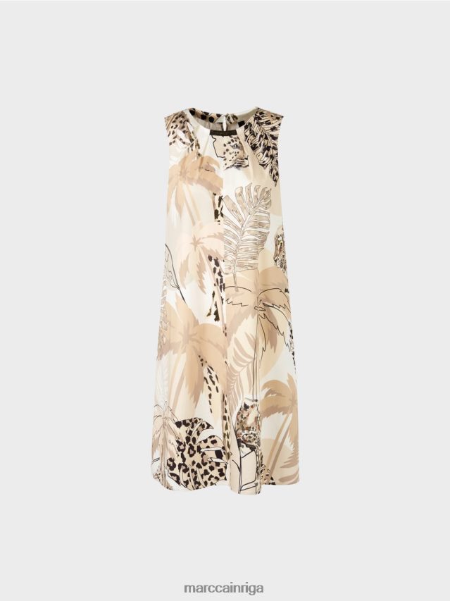 apģērbs dziļas smiltis VRBHXD89 Marc Cain īsa apvalka kleita ar ziedu apdruku