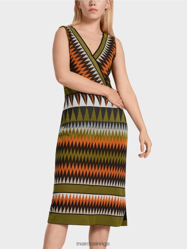 apģērbs dziļi olīvzaļa VRBHXD95 Marc Cain \"pārdomāt kopā\" ​​trikotāžas kleita