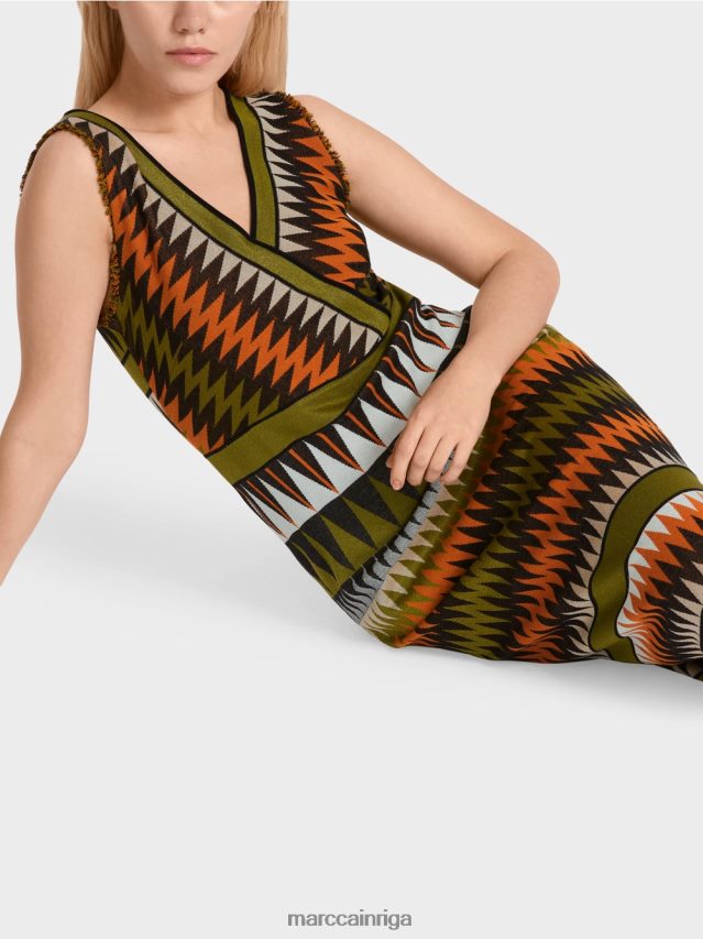 apģērbs dziļi olīvzaļa VRBHXD95 Marc Cain \"pārdomāt kopā\" ​​trikotāžas kleita