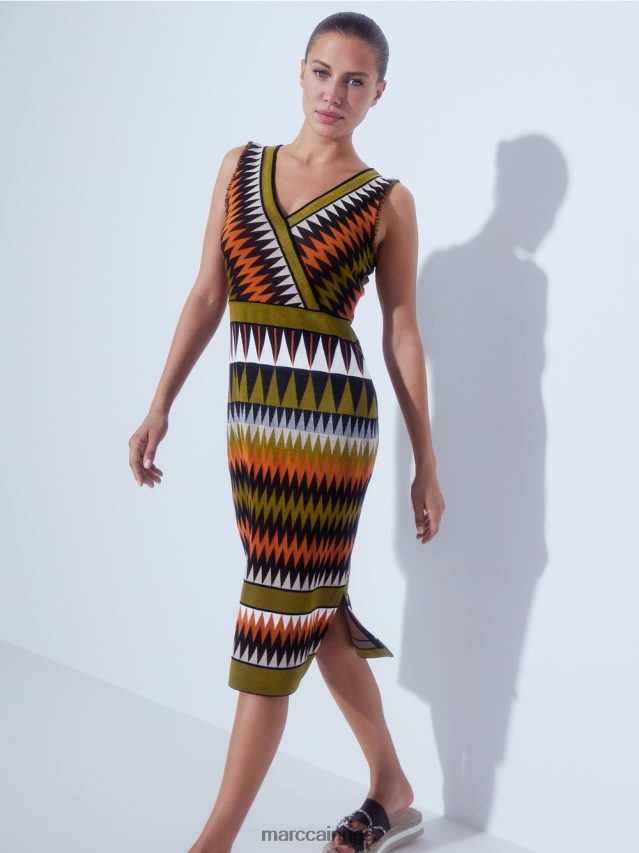 apģērbs dziļi olīvzaļa VRBHXD95 Marc Cain \"pārdomāt kopā\" ​​trikotāžas kleita