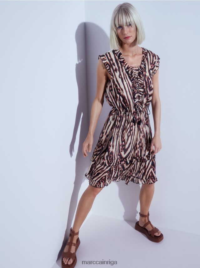 apģērbs dziļi sarkans VRBHXD59 Marc Cain īsa kleita no viskozes krepa