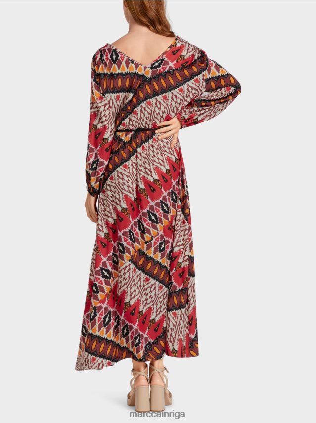 apģērbs dziļi sarkans VRBHXD64 Marc Cain gara kleita ar visu apdruku