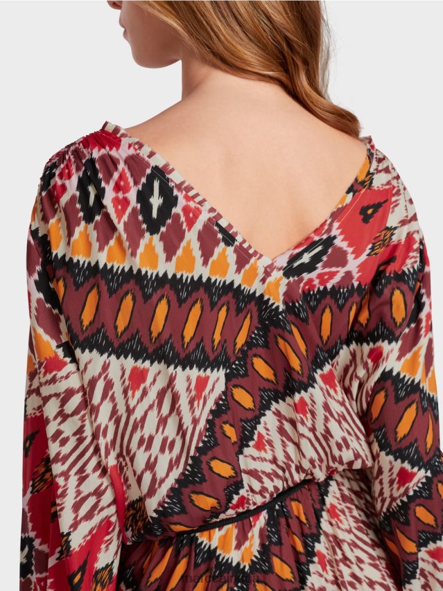 apģērbs dziļi sarkans VRBHXD64 Marc Cain gara kleita ar visu apdruku