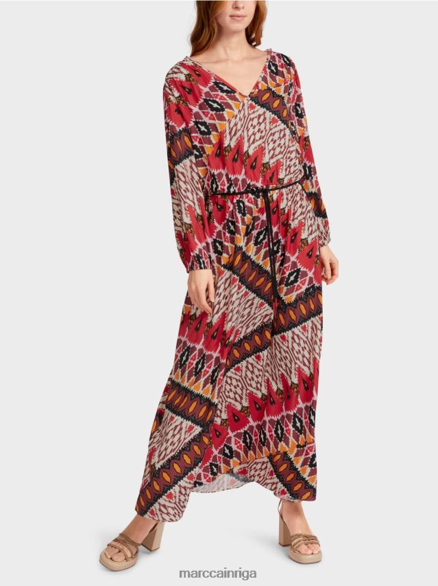 apģērbs dziļi sarkans VRBHXD64 Marc Cain gara kleita ar visu apdruku