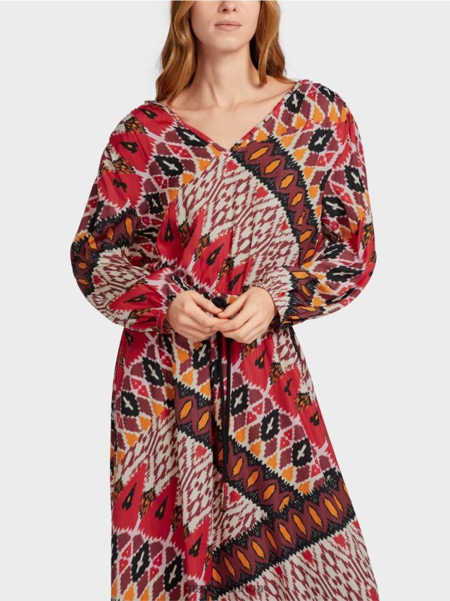 apģērbs dziļi sarkans VRBHXD64 Marc Cain gara kleita ar visu apdruku