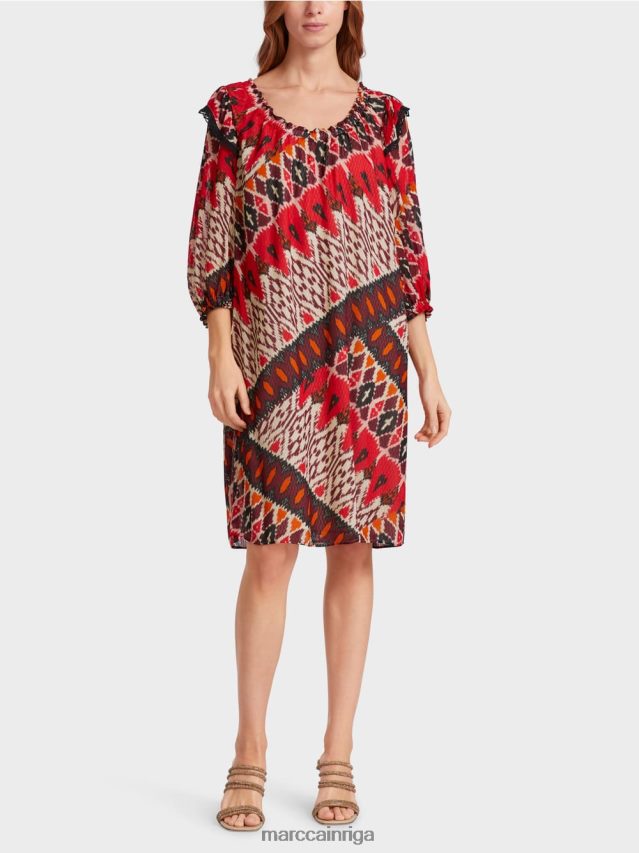 apģērbs dziļi sarkans VRBHXD65 Marc Cain apdrukāta viskozes minikleita