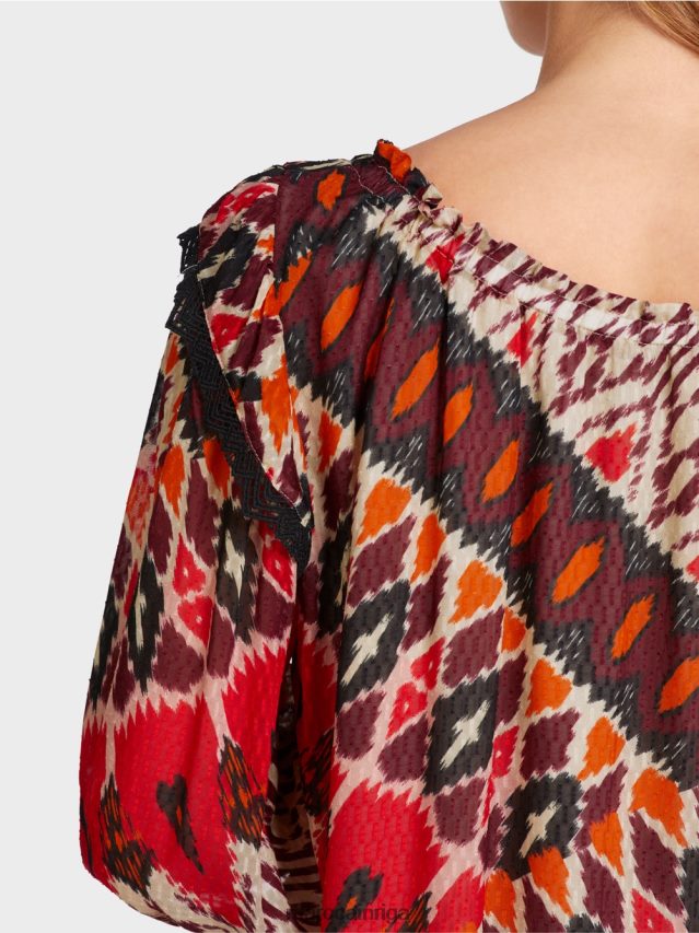 apģērbs dziļi sarkans VRBHXD65 Marc Cain apdrukāta viskozes minikleita