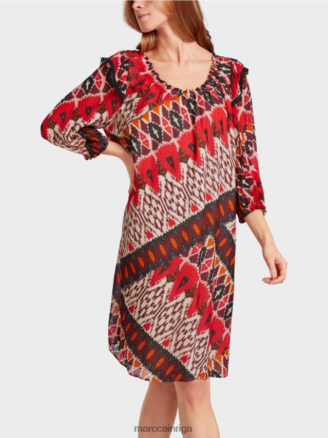 apģērbs dziļi sarkans VRBHXD65 Marc Cain apdrukāta viskozes minikleita