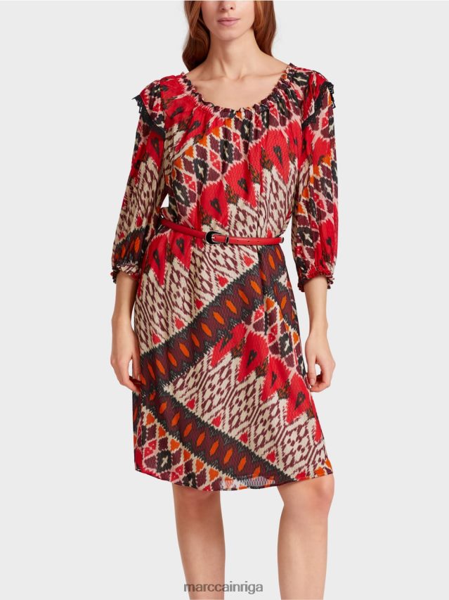 apģērbs dziļi sarkans VRBHXD65 Marc Cain apdrukāta viskozes minikleita