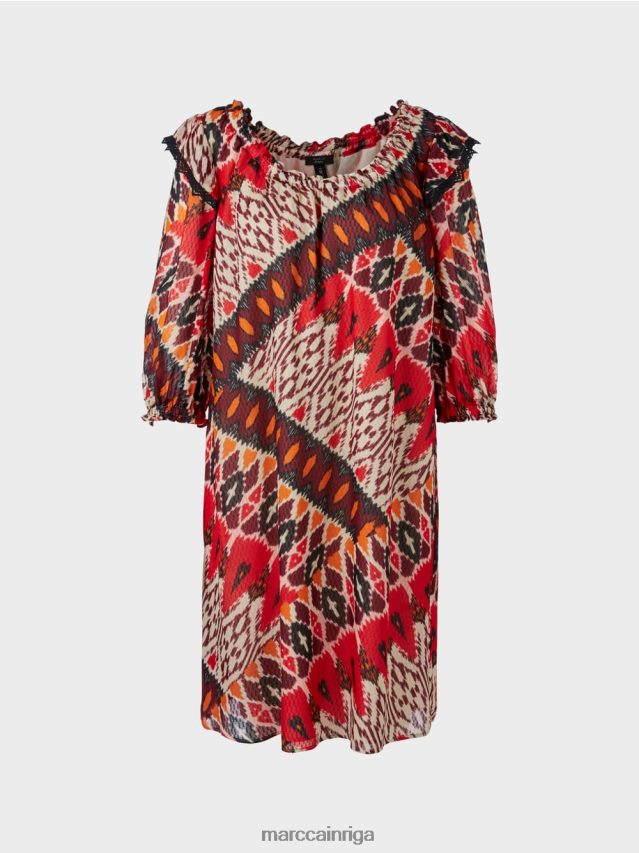 apģērbs dziļi sarkans VRBHXD65 Marc Cain apdrukāta viskozes minikleita