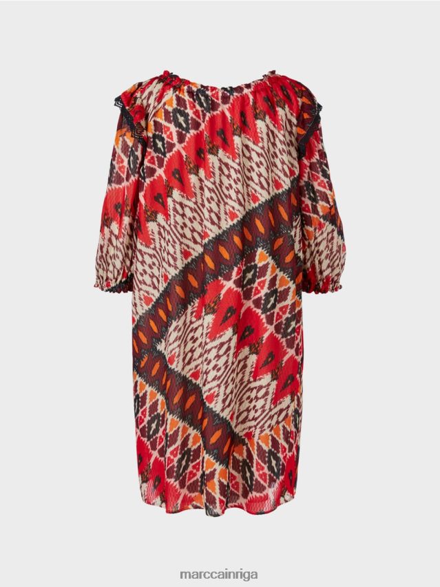 apģērbs dziļi sarkans VRBHXD65 Marc Cain apdrukāta viskozes minikleita