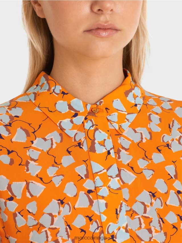 apģērbs dzidrs oranžs VRBHXD141 Marc Cain kreklkleita ar volāniem