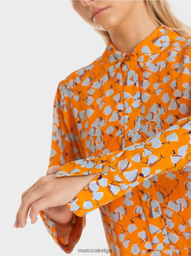 apģērbs dzidrs oranžs VRBHXD141 Marc Cain kreklkleita ar volāniem