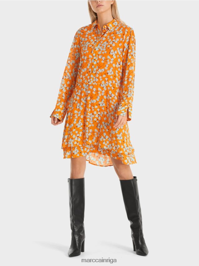 apģērbs dzidrs oranžs VRBHXD141 Marc Cain kreklkleita ar volāniem