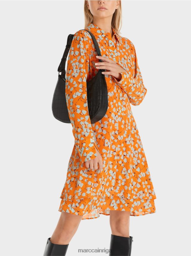 apģērbs dzidrs oranžs VRBHXD141 Marc Cain kreklkleita ar volāniem