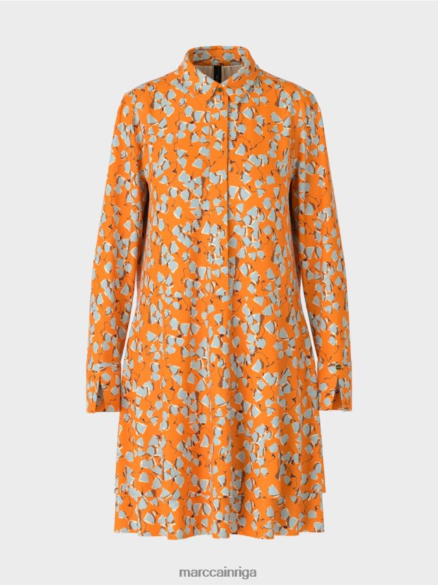 apģērbs dzidrs oranžs VRBHXD141 Marc Cain kreklkleita ar volāniem