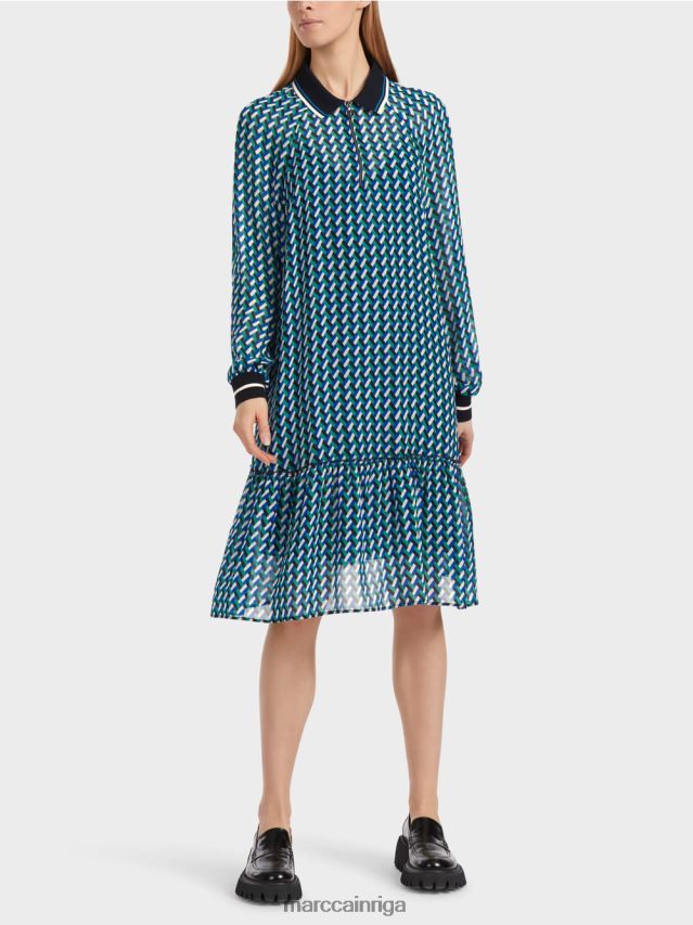 apģērbs emalja VRBHXD2 Marc Cain kleita ar ģeometrisku visaptverošu dizainu