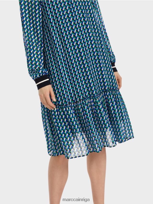 apģērbs emalja VRBHXD2 Marc Cain kleita ar ģeometrisku visaptverošu dizainu