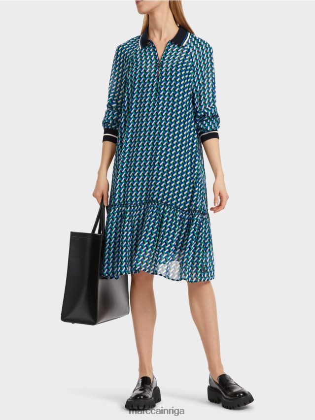 apģērbs emalja VRBHXD2 Marc Cain kleita ar ģeometrisku visaptverošu dizainu