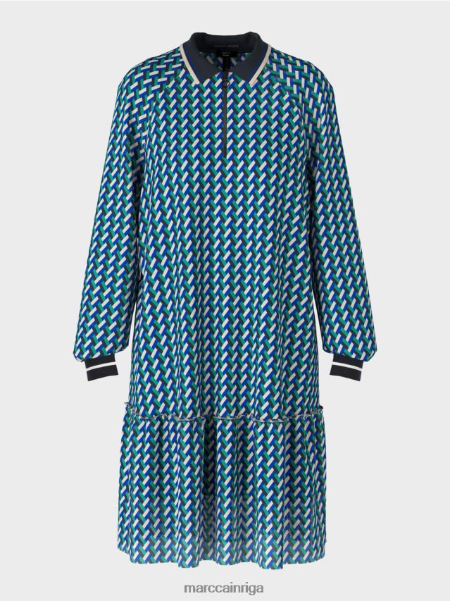 apģērbs emalja VRBHXD2 Marc Cain kleita ar ģeometrisku visaptverošu dizainu