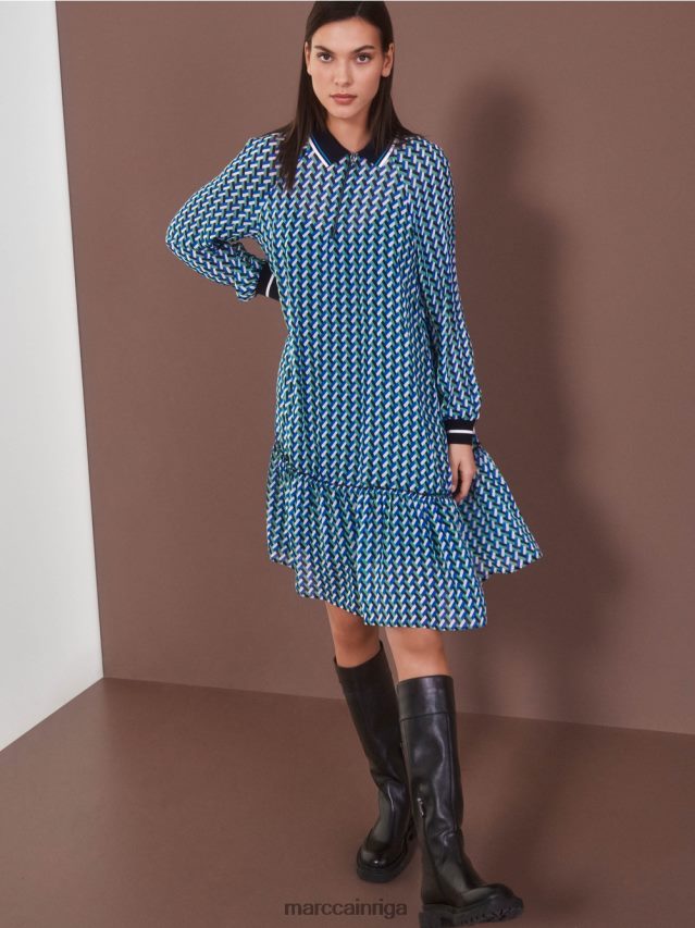 apģērbs emalja VRBHXD2 Marc Cain kleita ar ģeometrisku visaptverošu dizainu
