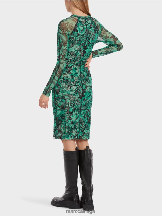 apģērbs emalja VRBHXD4 Marc Cain augumu pieguļoša elastīga tilla kleita