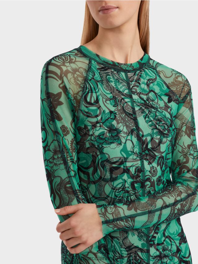 apģērbs emalja VRBHXD4 Marc Cain augumu pieguļoša elastīga tilla kleita