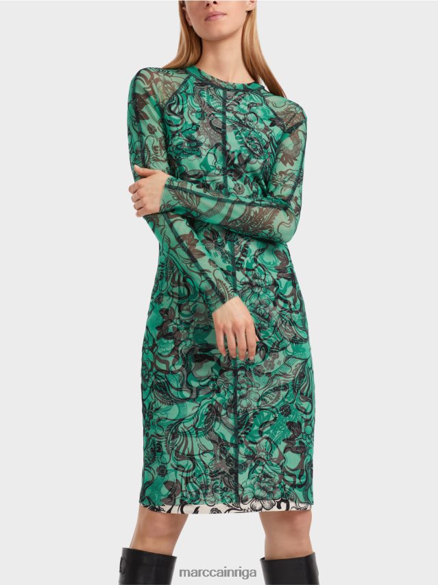 apģērbs emalja VRBHXD4 Marc Cain augumu pieguļoša elastīga tilla kleita