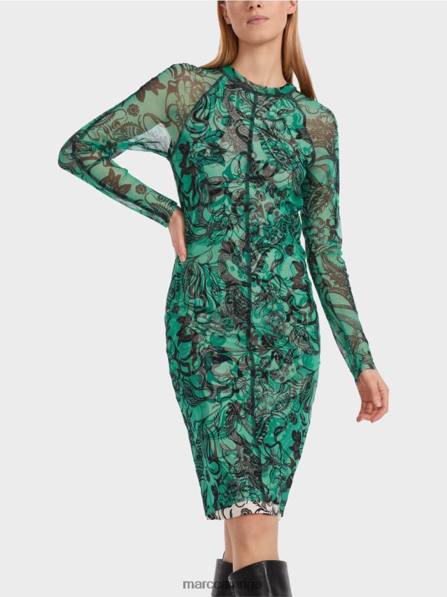 apģērbs emalja VRBHXD4 Marc Cain augumu pieguļoša elastīga tilla kleita