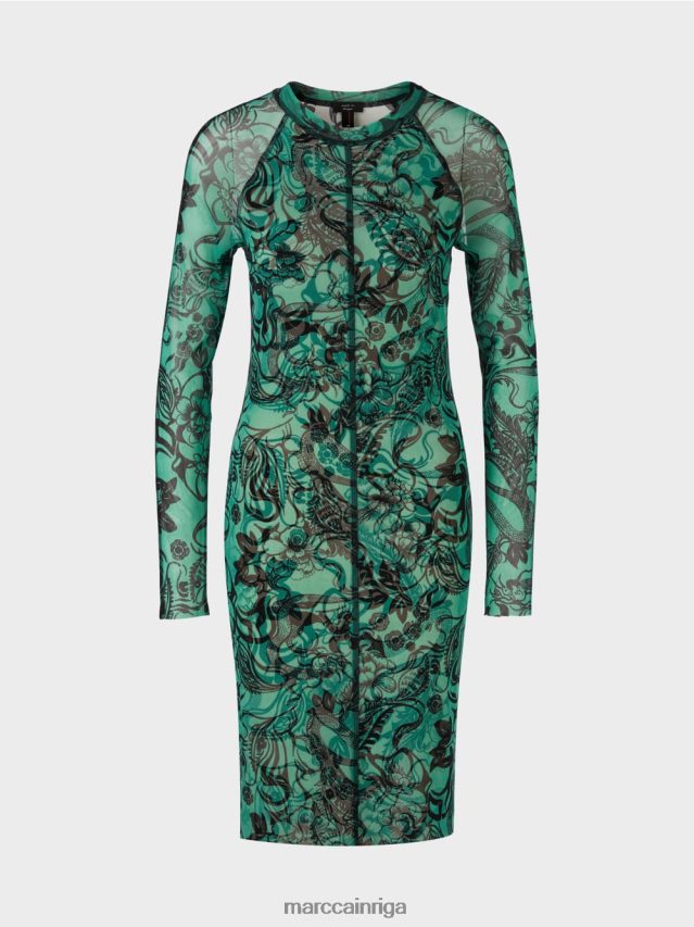 apģērbs emalja VRBHXD4 Marc Cain augumu pieguļoša elastīga tilla kleita