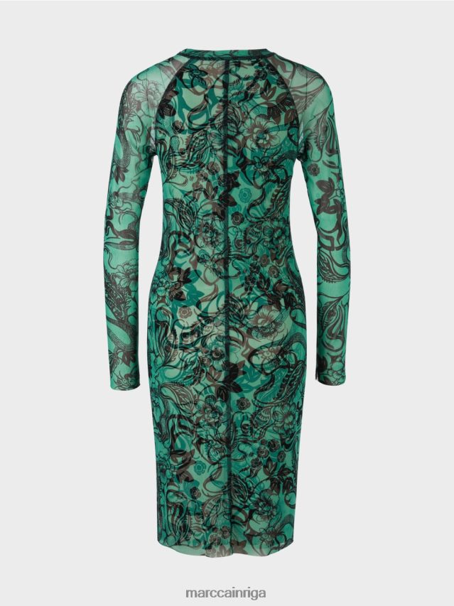 apģērbs emalja VRBHXD4 Marc Cain augumu pieguļoša elastīga tilla kleita