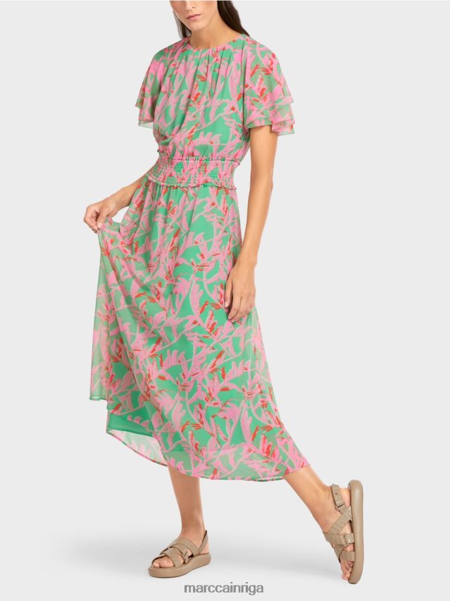 apģērbs gaišs skuķis VRBHXD106 Marc Cain kleita ar ziedu apdruku