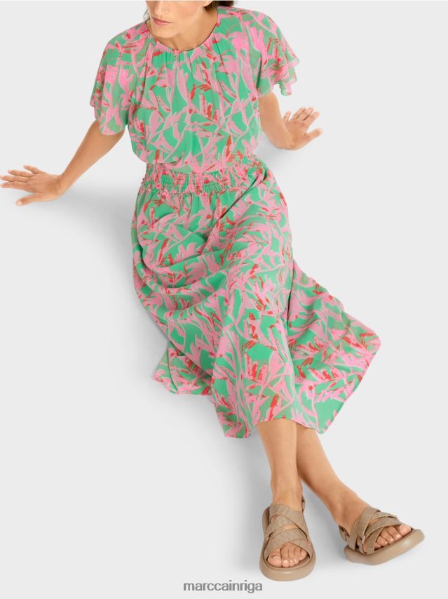 apģērbs gaišs skuķis VRBHXD106 Marc Cain kleita ar ziedu apdruku