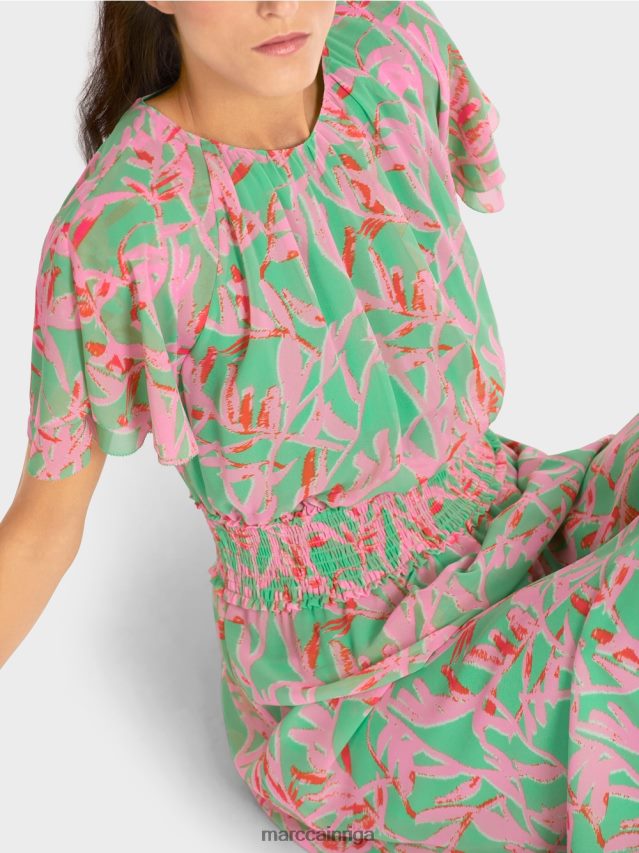 apģērbs gaišs skuķis VRBHXD106 Marc Cain kleita ar ziedu apdruku