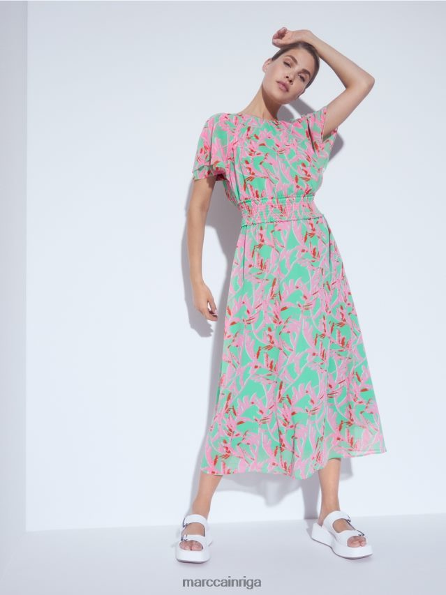 apģērbs gaišs skuķis VRBHXD106 Marc Cain kleita ar ziedu apdruku