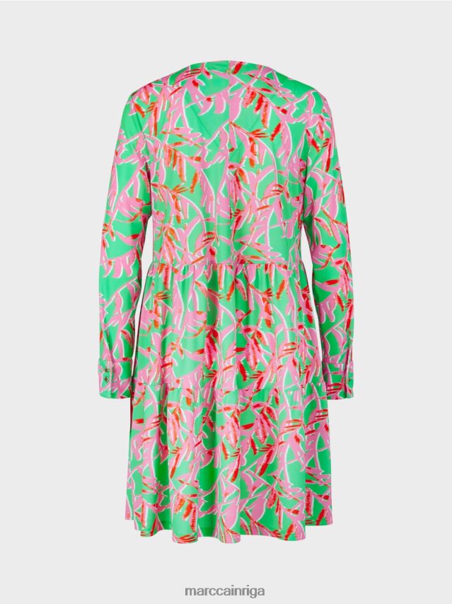 apģērbs gaišs skuķis VRBHXD107 Marc Cain locīta kleita ar kroku detaļām