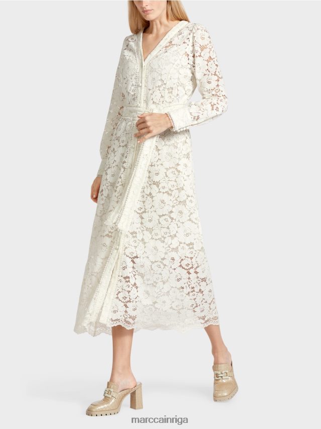 apģērbs gandrīz balts VRBHXD78 Marc Cain gara mežģīņu kleita