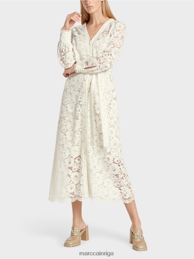 apģērbs gandrīz balts VRBHXD78 Marc Cain gara mežģīņu kleita