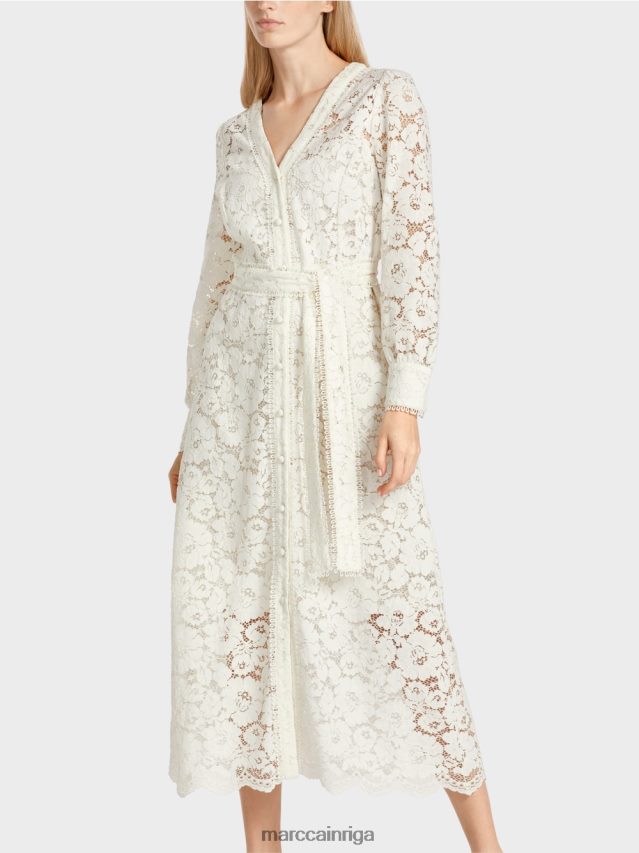 apģērbs gandrīz balts VRBHXD78 Marc Cain gara mežģīņu kleita