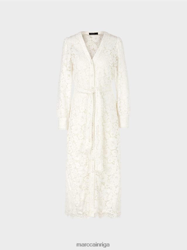 apģērbs gandrīz balts VRBHXD78 Marc Cain gara mežģīņu kleita