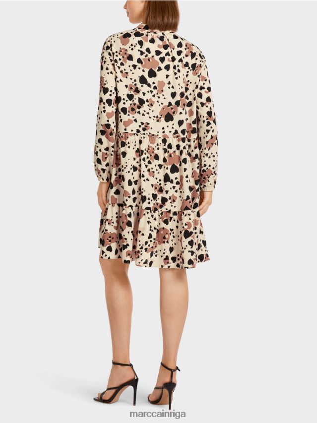 apģērbs krēms VRBHXD125 Marc Cain leoparda kleita ar daudzpakāpju volāniem
