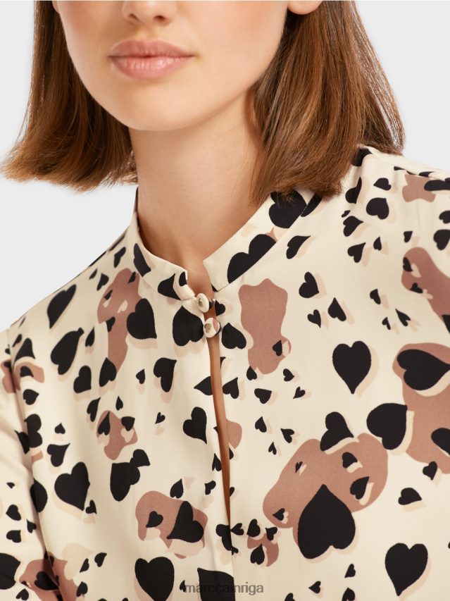 apģērbs krēms VRBHXD125 Marc Cain leoparda kleita ar daudzpakāpju volāniem