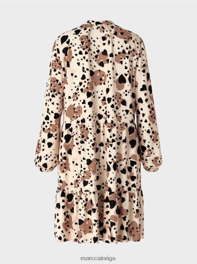 apģērbs krēms VRBHXD125 Marc Cain leoparda kleita ar daudzpakāpju volāniem