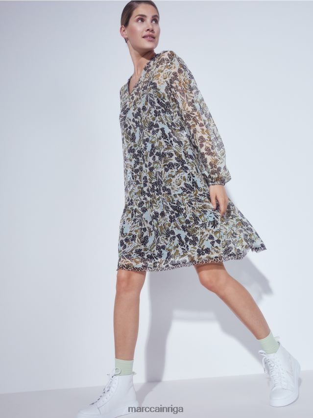 apģērbs mīksts jumta logs VRBHXD112 Marc Cain viegla viskozes krepa kleita