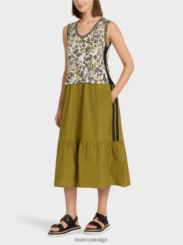 apģērbs mīksts jumta logs VRBHXD113 Marc Cain daudzpakāpju kleita ar stila un materiālu sajaukumu