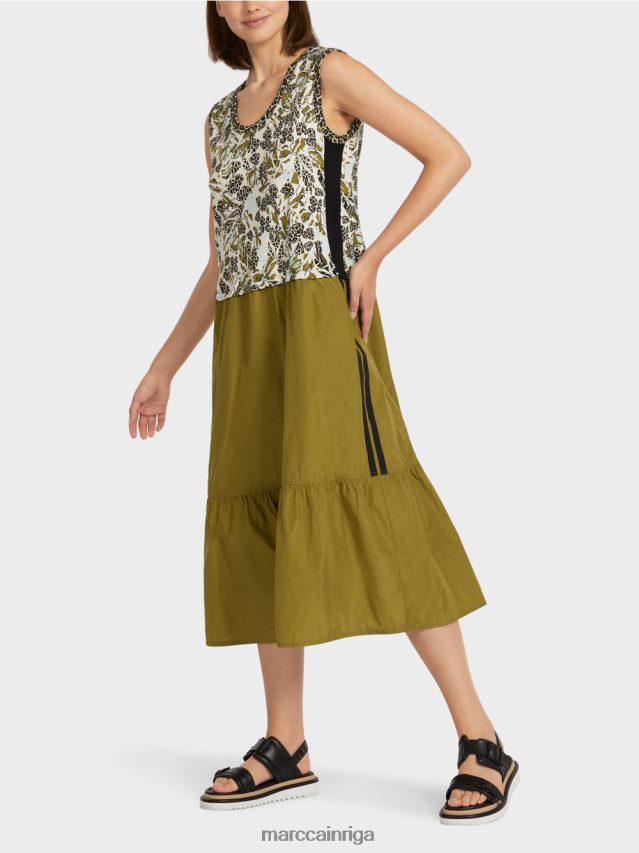 apģērbs mīksts jumta logs VRBHXD113 Marc Cain daudzpakāpju kleita ar stila un materiālu sajaukumu