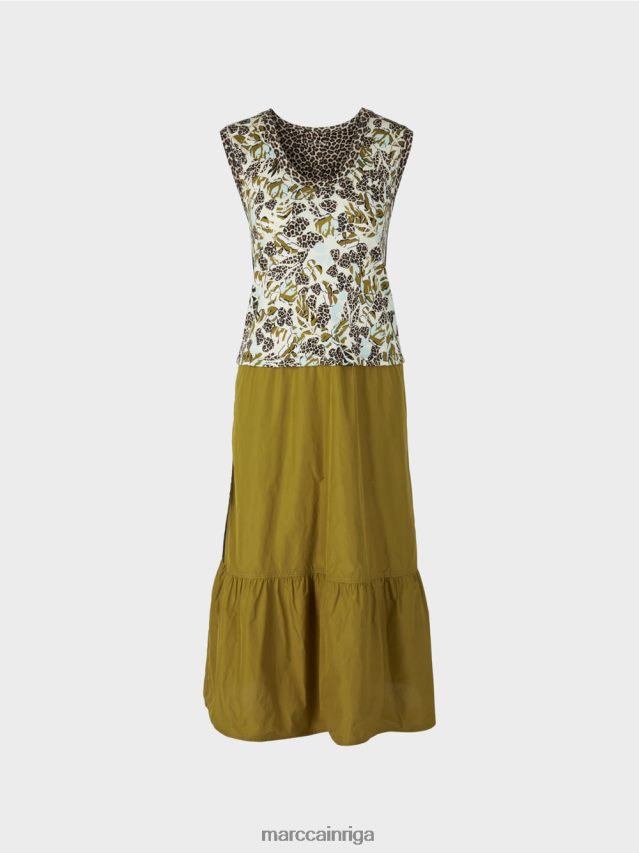 apģērbs mīksts jumta logs VRBHXD113 Marc Cain daudzpakāpju kleita ar stila un materiālu sajaukumu