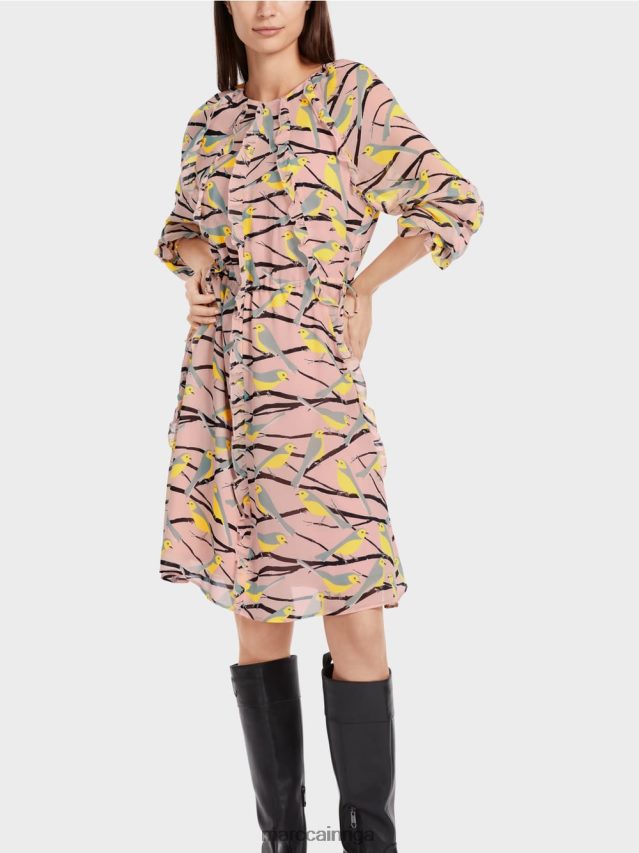 apģērbs mīksts pulveris rozā VRBHXD45 Marc Cain putnu dizaina kleita