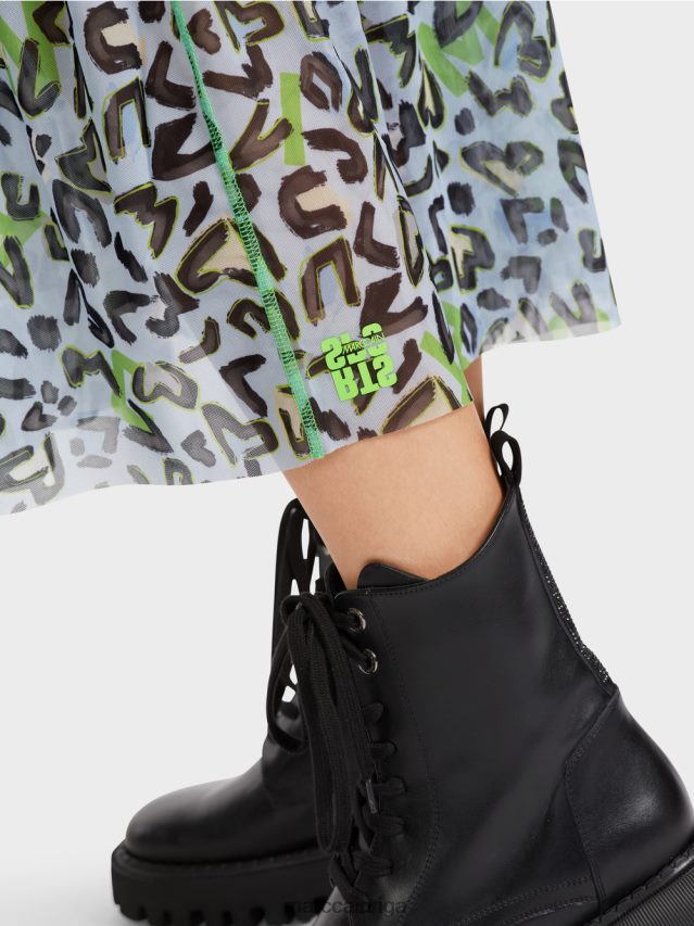 apģērbs mīksts pulveris zils VRBHXD26 Marc Cain gara kleita ar daudzpakāpju svārkiem